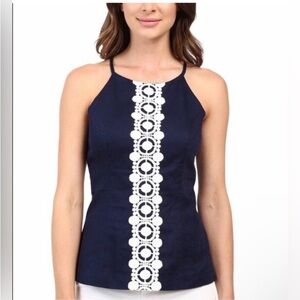 Lilly Pulitzer Annabelle Navy Halter Top- Size 0